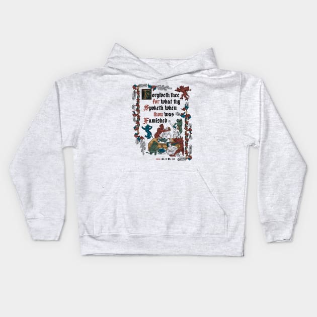 Forgive Me I'm Hungry Medieval Style - funny retro vintage English history Kids Hoodie by Nemons